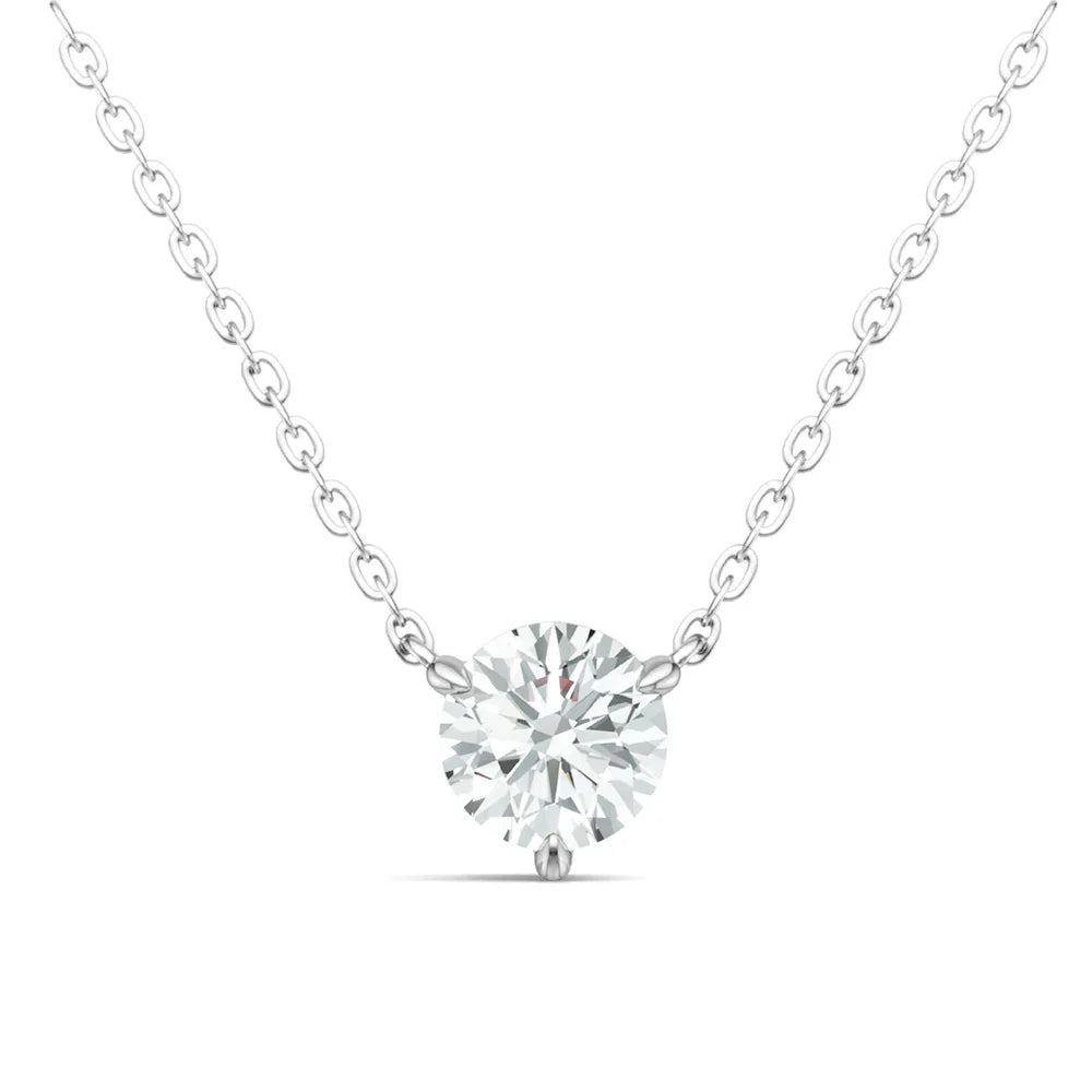 1CT 2CT 3CT Moissanite Necklace for Women Round Cut Lab Diamond 100% 925 Sterling Silver Classic 3 Claws Pendant Wedding Jewelry
