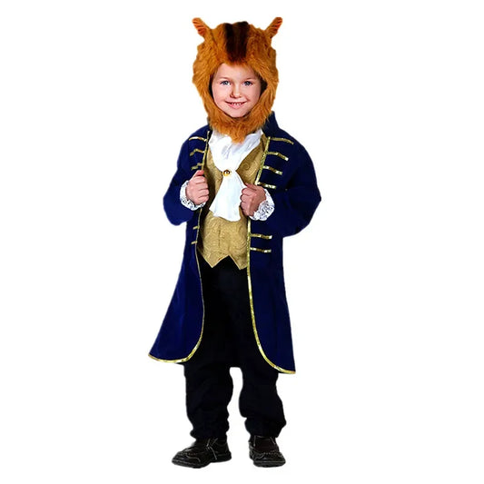 Boys Beauty Beast Role Play Jacket Costume Halloween Performance Dress Up Costume School Anime Wig Party Costume