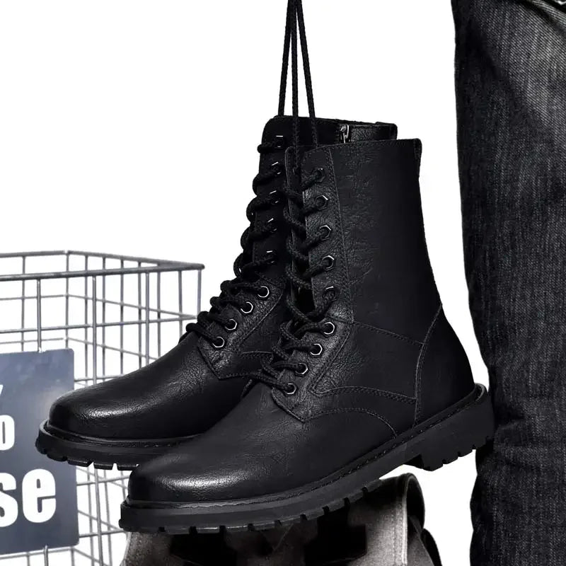 Plus Big Size 49 50 51 52 Winter Mens High Top Leather Boots Combat Tactical Shoes Hunting Khaki Black Retro Sales Discounts