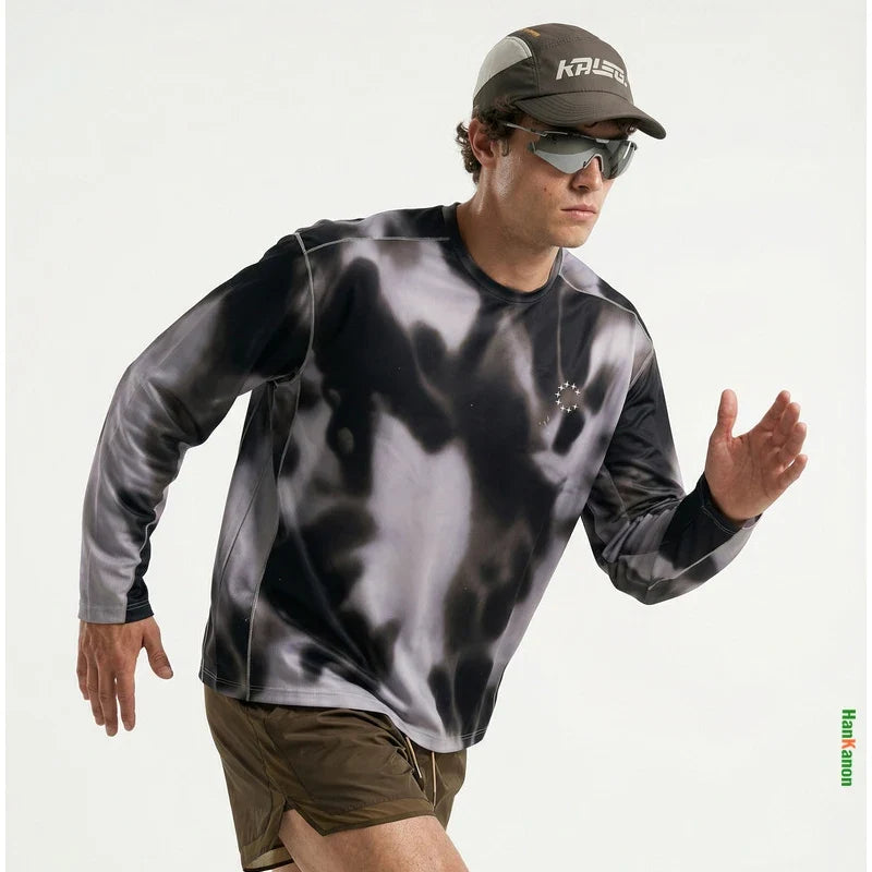 Men's Digital Camo Long-Sleeved T-Shirt: Lightweight, Breathable, Moisture-Wicking—Ideal for Outdoor Sports & Fitness