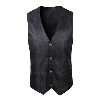 2025 New High-end V-neck Jacquard Black Vest for Men, White Sleeveless Waistcoat, Silver Billiards Uniform ,male Magician Vests