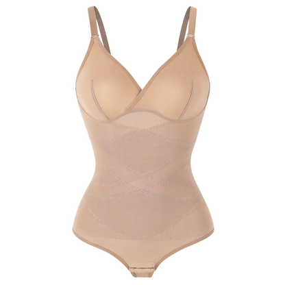 Women Cross Tummy Control Shapewear Sexy Mesh Slimming Waist Briefs Bodysuit Thin Breast Cup Body Shaper Butt Lifter Smooth Body