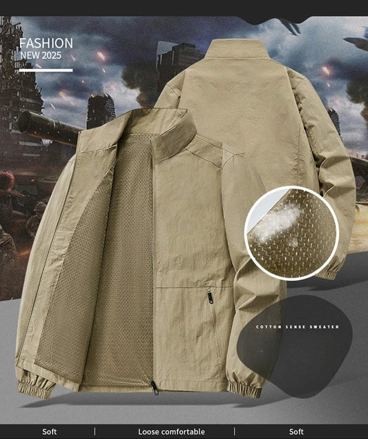 Autumn Breathable New Men's Jackets Outdoor Sports Loose Korean Casual Coat Man Stand Up Collar Classic Solid Color Windbreaker
