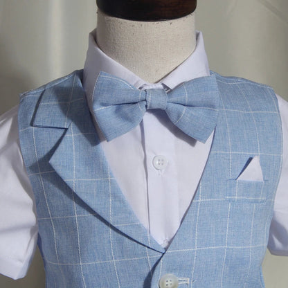 Baby Boys Formal Birthday Photograph Suit Kids Vest Shirt Pants Bowtie Wedding Dress Teenager Suit Children Graduation Costume
