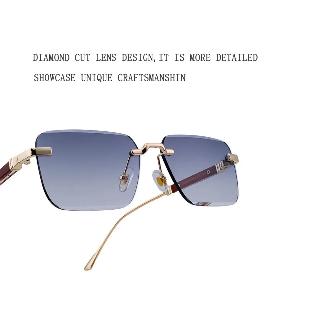 Vintage Square Sunglasses For Men Rimless Sunglasses Women Trendy Retro Fashion Glasses Gafas De Sol Hombre Lunette Soleil Femme