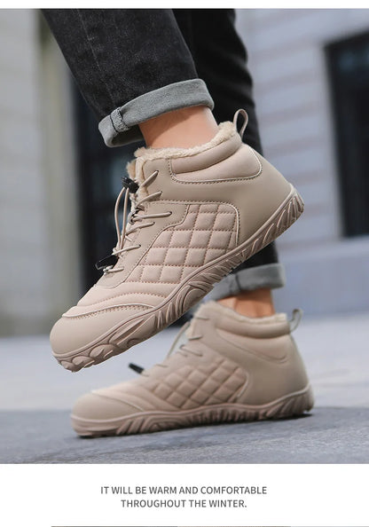 New Winter Booties Outdoor Waterproof Barefoot Boots For Men Ankle Boots Plush Warm Snow Shoes Non-slip Casual Sneakers Big Size