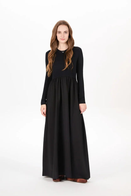 AS AW25 stripe knitting cardigan + sleeveless patch dress maxi matching set for woman clothing