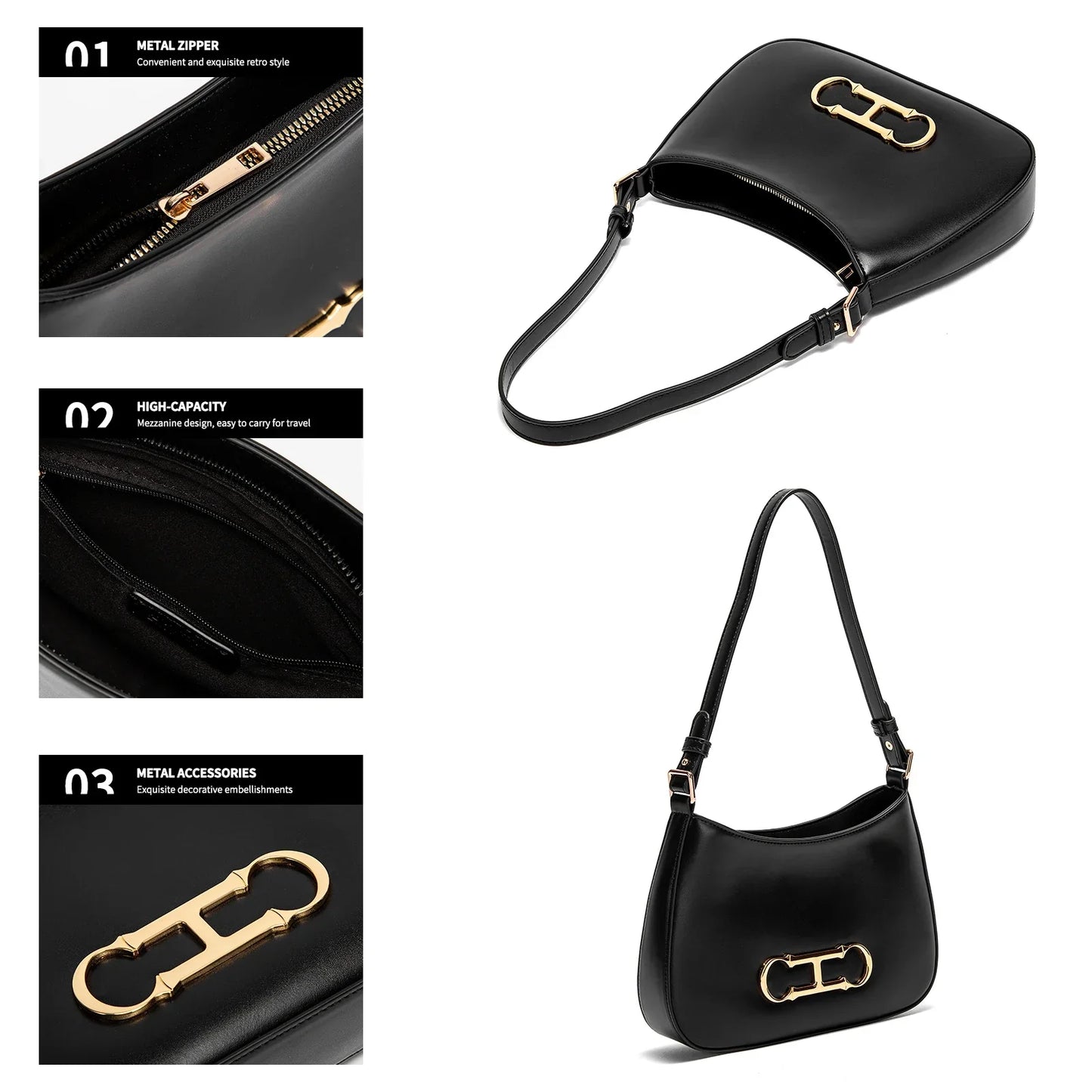 Pure Colour Design Fashion Classic Women's New Shoulder Bag Retro Style Leisure Simple Hundred Women's Handbag