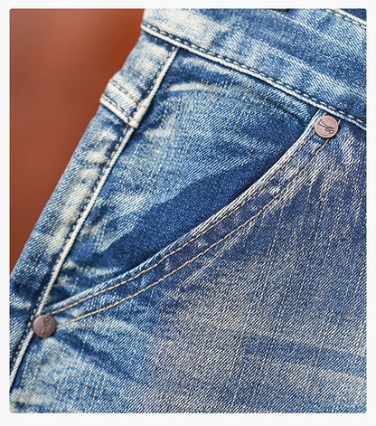 American Style Workwear Denim Shorts Summer Elastic Outdoor Trendy Brand Multi-pocket Loose Shorts Y2k Street Knee-high Pants