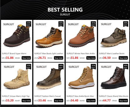 Men's Leather Boots 2026 New Ankle Motorcycle Boots Retro Handmade Luxury Lace Up Waterproof Shoes For Men Working Boots
