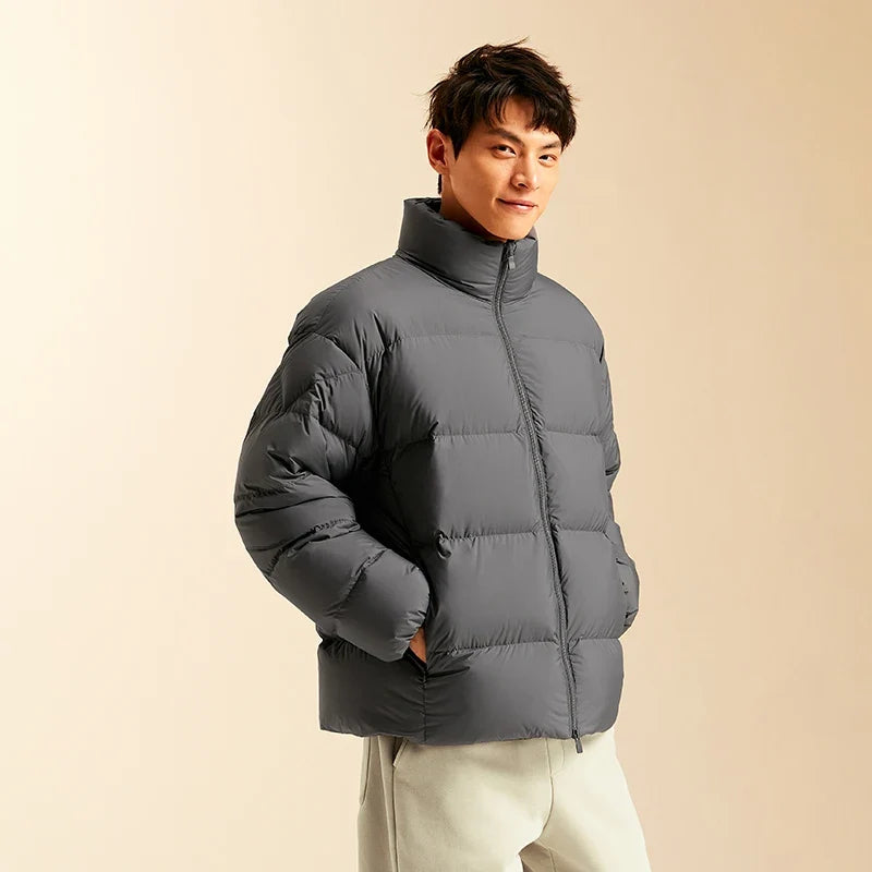 Down Jacket Men Winter Three-proof Windproof Waterproof Stain Resistant Thick Stand Collar Puffer Coat Lightweight Warm