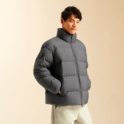 Down Jacket Men Winter Three-proof Windproof Waterproof Stain Resistant Thick Stand Collar Puffer Coat Lightweight Warm