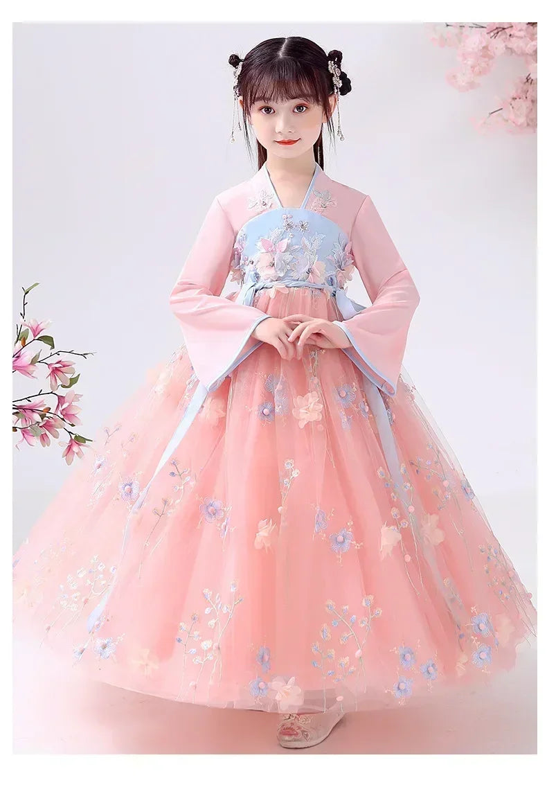 Girl Modern Hanfu Chinese Style Dress Halloween Fairy Kids Clothes Vestidos Traditional Cosplay Children Costume Girls Dresses