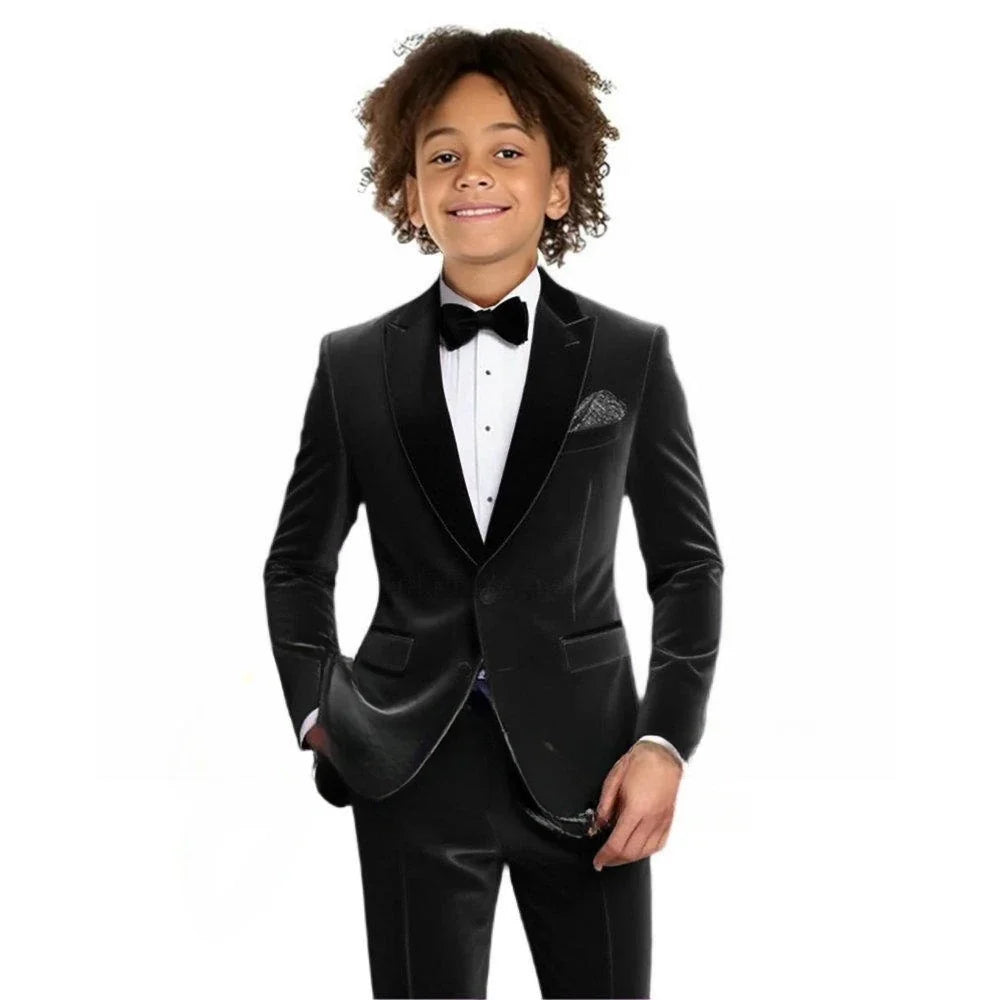 Multi-colors Boys Velvet Suit Set 2 Pieces Jacket Pants Autumn Kids Slim Fit Tuxedo For Photography Handsome Party Suits 2-20T