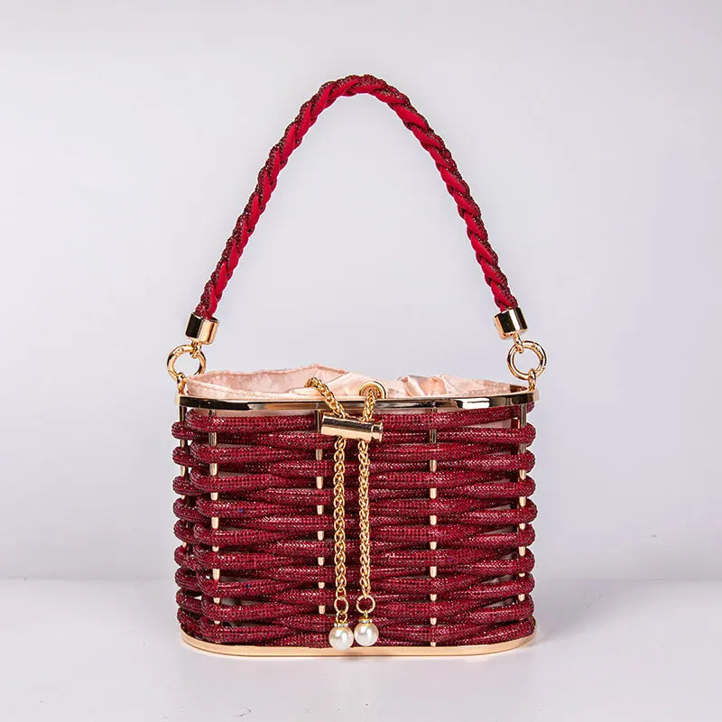 Handbag Shoulder Glitter Pearl Wedding Party Clutch Purse Diamonds Shiny Beading Evening Bag Crossbody Rhinestone Luxury Woman