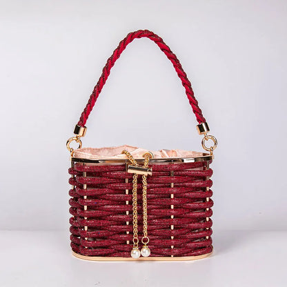 Handbag Shoulder Glitter Pearl Wedding Party Clutch Purse Diamonds Shiny Beading Evening Bag Crossbody Rhinestone Luxury Woman