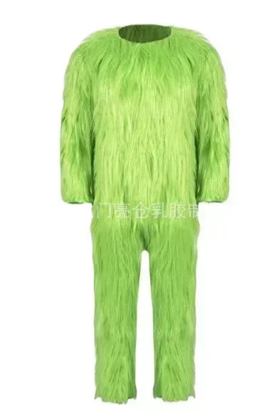 Christmas Green Fur Monster Santa Claus Monster Cosplay Costume Disguise Unisex Xmas Party Halloween Carnival Party Roleplay