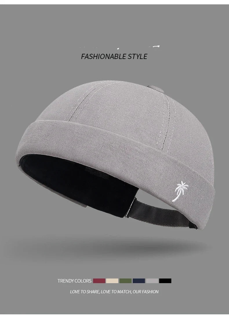 Brimless Hat for Men Women Cotton Classic Solid Color Beanie Beaded Hip Hop Hat for Outside Cycling Riding Activities