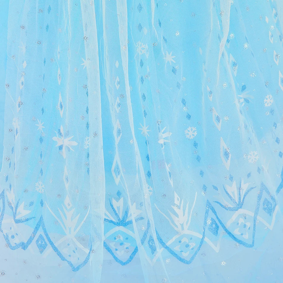 Children Carnival Blue Sequins Elsa Cosplay Dress Girls Elegant Blue Princess Costume Kids Halloween Birthday Party Clothes
