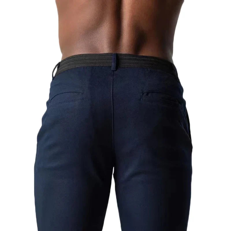Casual Suit Pants Mens City Work Cotton Trousers Breathable Elastic Waist Pants Spring Autumn Solid Color Slim Versatile Pants