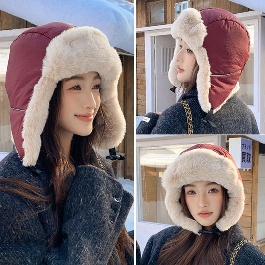 Russian Hat Ushanka Men Women New Thick Warm Winter Fur Hat Windproof Snow Ski Trapper Earflap Cap Male Female Bomber Hat