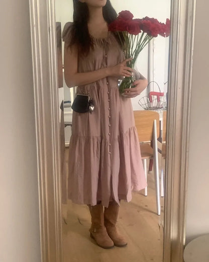 Spring 2025 Chic A-Line Dr Korean Sle Long Svel Women's Faionable Gown Ele Personali Commute Suitable Dr
