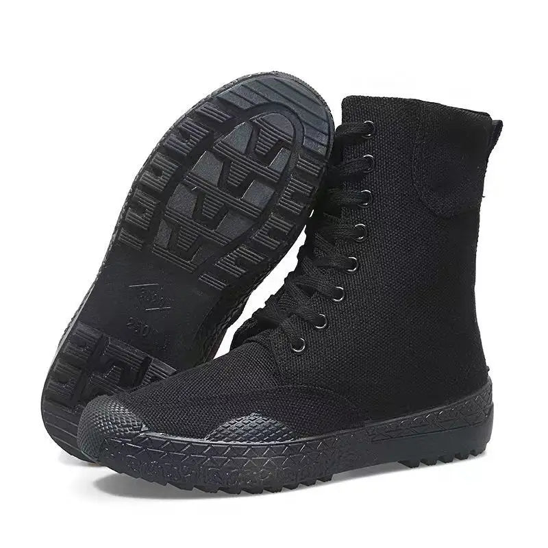 36-46 Mens Boots Spring Autumn Male Canvas Botas Lace-Up Shoes High Top Booties Solid Color Zapatos Ankle Motorcycle Footwear Y3