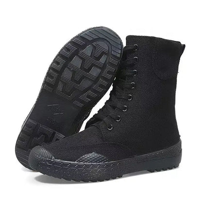 36-46 Mens Boots Spring Autumn Male Canvas Botas Lace-Up Shoes High Top Booties Solid Color Zapatos Ankle Motorcycle Footwear Y3