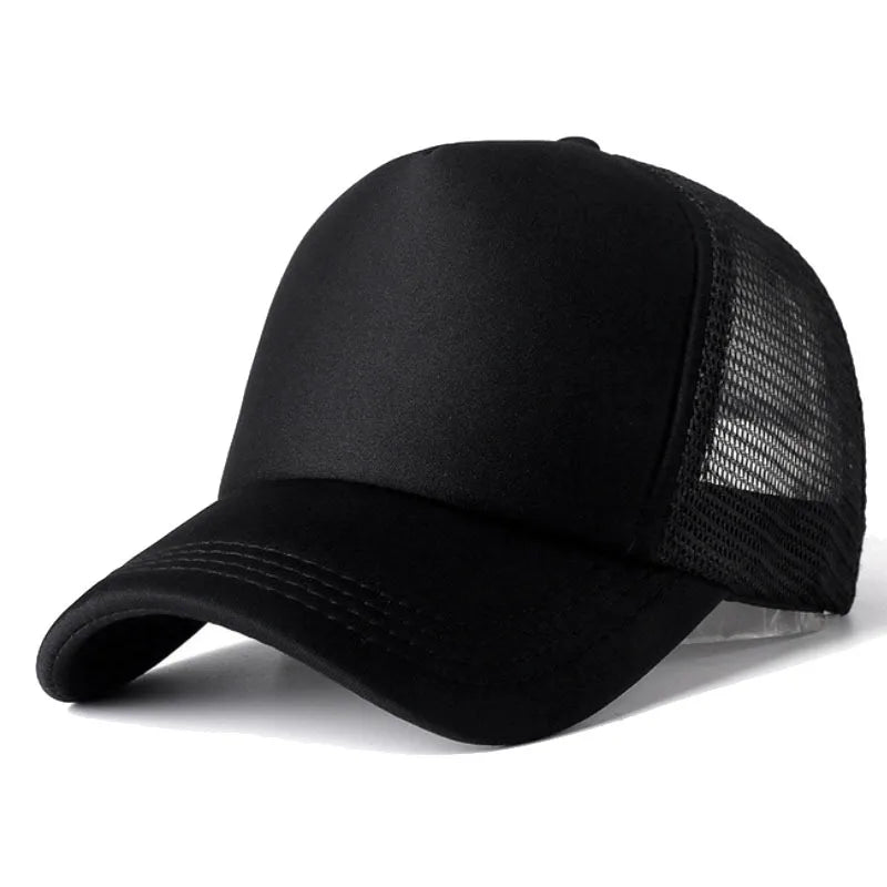 Mesh Baseball Cap Adjustable Snapback Hats For Women Men Unisex Hip Hop Trucker Cap Dad Hat Sponge Soft Breathable Black