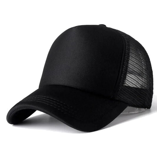 Mesh Baseball Cap Adjustable Snapback Hats For Women Men Unisex Hip Hop Trucker Cap Dad Hat Sponge Soft Breathable Black