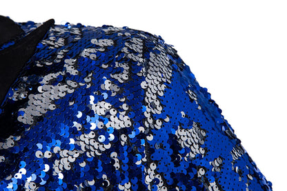 2026 Men's Blue Metallic Shiny Sequins Tuxedo, Performance,Party Dress Coat, Fashion Long Cardigan Suit Jacket,Red, Gold Blazers
