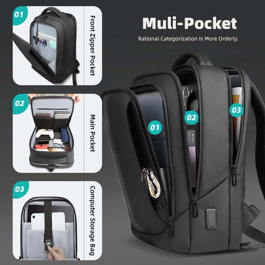 Men's Designer Laptop Bag Waterproof School Bags for College Boys Male Business Sports Travel Backpack Men With USB Charging