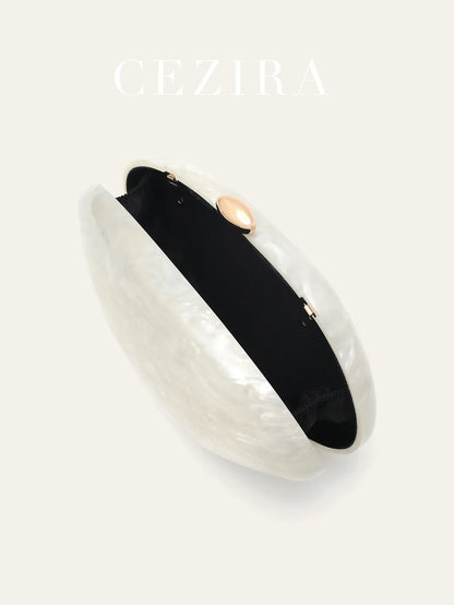 Fashion Women’s Glamorous Elegant Novelty Shell Shaped Clutch Solid Color Acrylic Long Chain Evening Bag Party Dinner Banquet