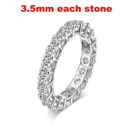 2-5mm Full Moissanite Ring for Women Sparkling Wedding Eternity Bands 100% S925 Sterling Silver Jewelry Classic Ring