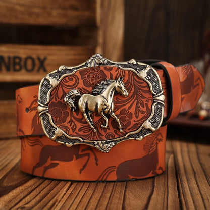 A PU Belt Suitable for Both Men and Women, Combining the Style of Western Denim and Retro, Is Perfect for Daily Casual Outings