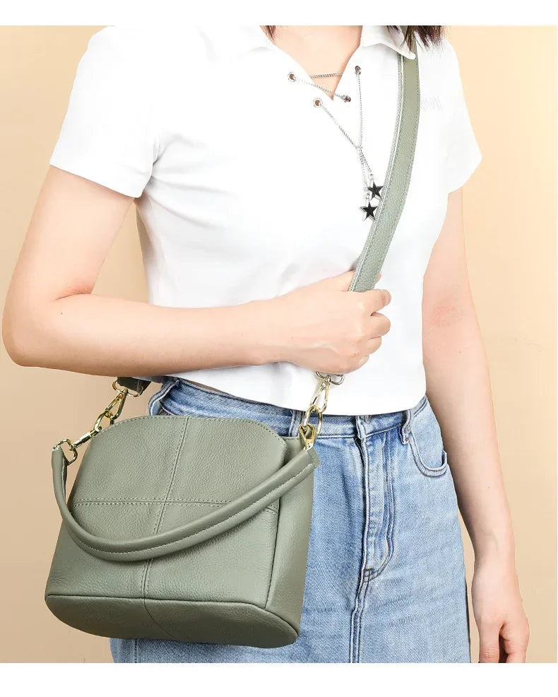 Genuine Leather Women Underarm Bag Versatile Shoulder Handbag Luxury Cowhide Female Crossbody Bag