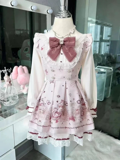 French Style Sweet Cute Polka Dot Splicing Dress Lace Bow Korean Fashion Dresses New Design Slim Waist Lady Y2k Mini Dress
