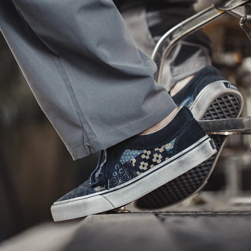 Japanese Retro Printing Canvas Shoes for Men Designer Brand Ancient Cloth Board Shoes Low Top for Lovers Women