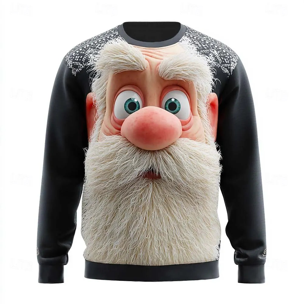 Christmas-themed Men's Santa Claus Print Casual Crewneck Sweatshirt Holiday Vacation Party Long-Sleeve Top All-Season Pullover
