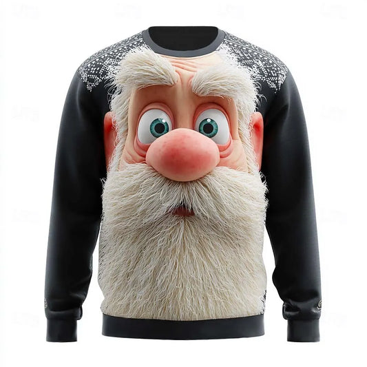 Santa Claus Men's Top Merry Christmas New Arrival Crew Neck Long Sleeve Oversized Sweatshirt Relaxed Fit Breathable Top