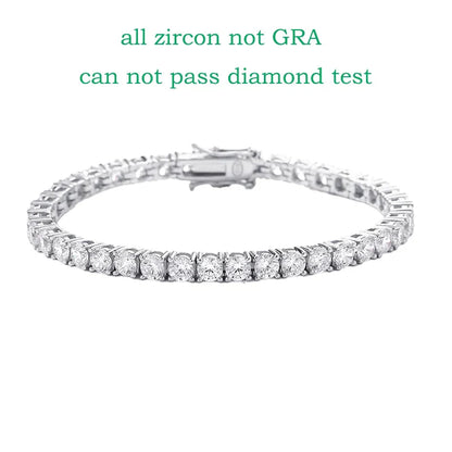18k Plated 2-4mm Zircon/moissanite Tennis Bracelet for Women Man Full Diamond Original Real 925 Sterling Silver Jewelry