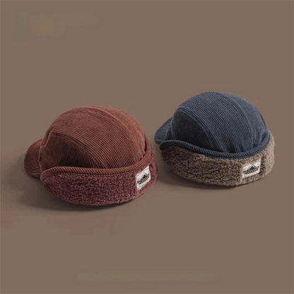 Versatile Retro Bomber Hats Fleece-Lined Warm Corduroy Caps Windproof Earflap Lei Feng Caps Autumn Winter Men Women Wear