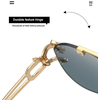 2023 Sunglasses Women Luxury Rimless Vintage Fashion Glasses Lunette Oversized Shades De Soleil Femme Gafas De Sol Mujer Lentes