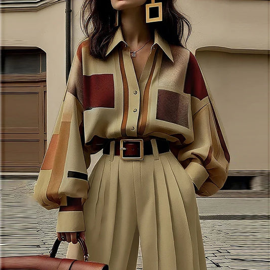 Modigirl England Vintage Contrast Color Plaid Lapel Blouses & Shirts 2025 Spring Fall Long Sleeves Loose Buttoned Stylish Tops