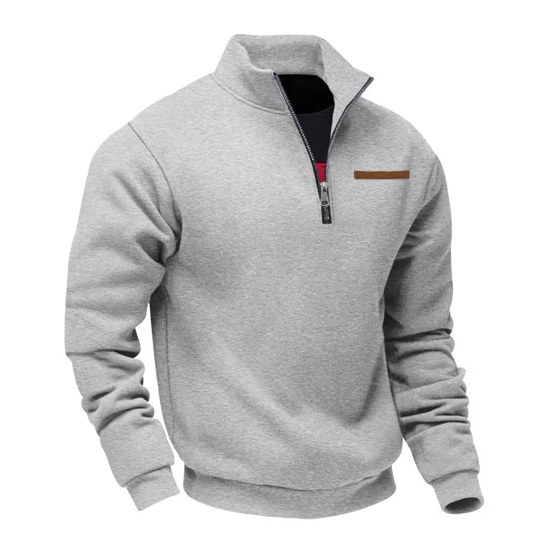American autumn and winter heavy fleece long-sleeved men's sweater half zipper loose stand-up collar pullover men's sweater