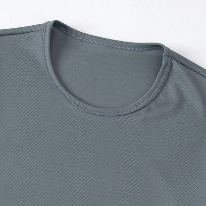 2/4/6Piece Four Seasons Men's Solid Color Round Neck Short Sleeve Top With Printed Cuffs Youth Sports And Leisure T-shirt trendy