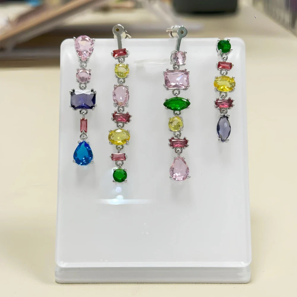 Candy Colorful Imitation Crystal Dopamine Unique Design Choker Necklace Bracelet Earrings, Jewelry for Women Bridal Gift