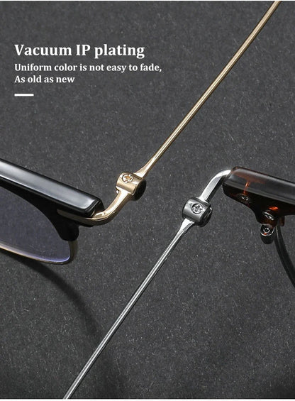 Fashion Vintage Teal Pure Titanium Eyeglasses Men and Women Computer Blue Blocking Myopia Customizable Prescription D8060