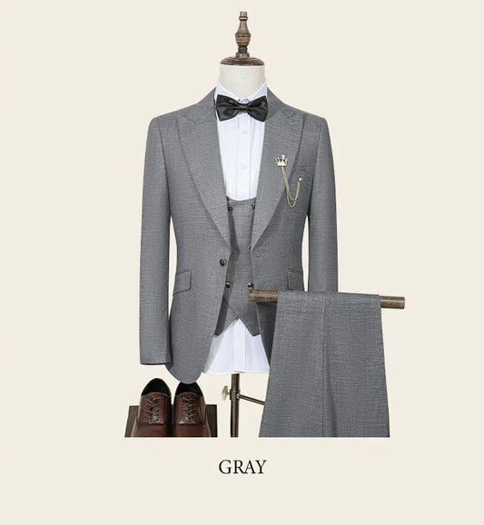 High Quality Male Groom Wedding Blazers Slim Fit Casual Evening Gown Business Office Men's Suits