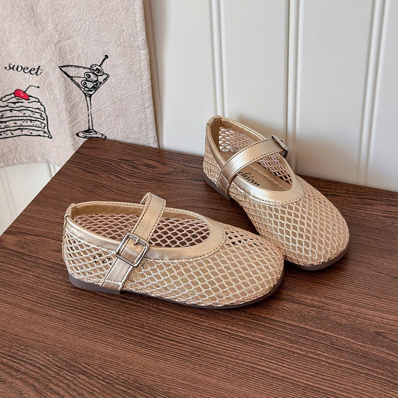 Summer Girl's Sandals Hollow Out Hook-loop Casual Chic Kid's Flat Shoe Solid Colors Anti-slip Daily Versatile Children Shoes